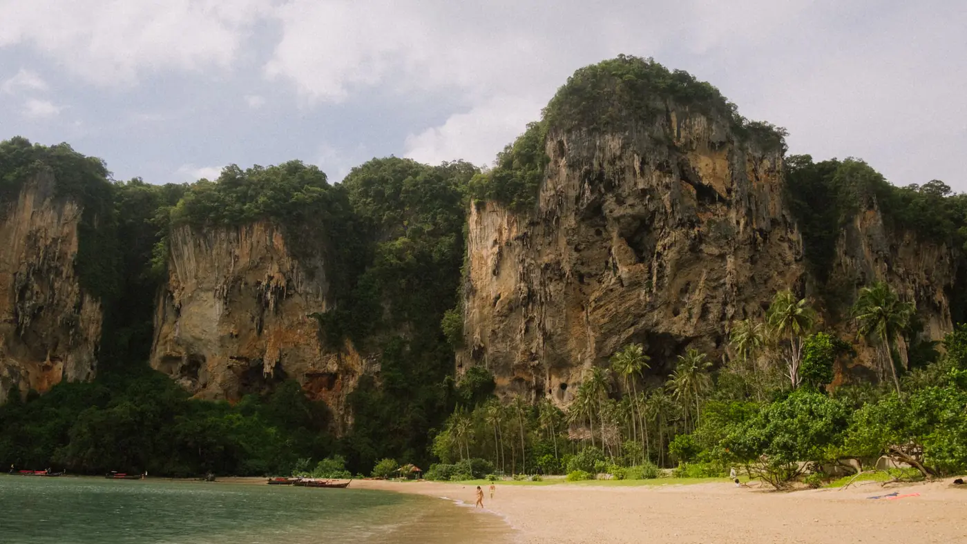 Explore the breathtaking cliffs and sandy beach of Ton Sai, Krabi.